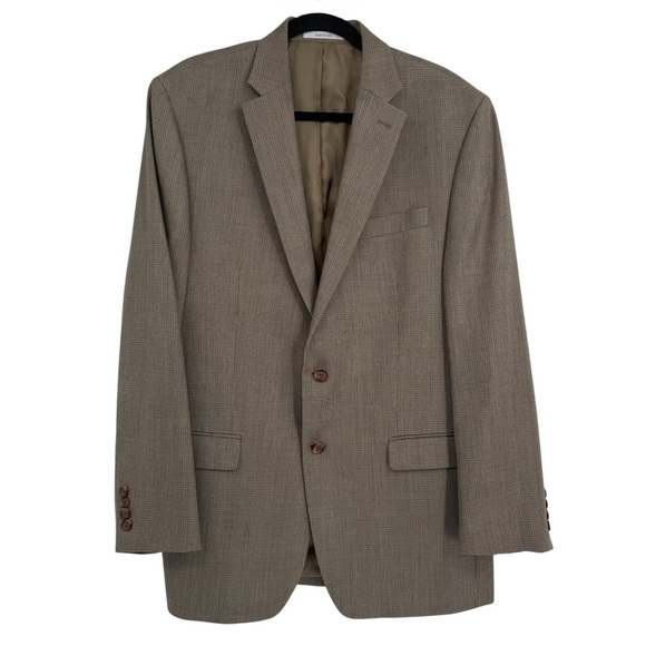 Lauren Ralph Lauren Sport Coat size 42L Jacket Blazer 2 Button tan micro-plaid - Picture 1 of 13